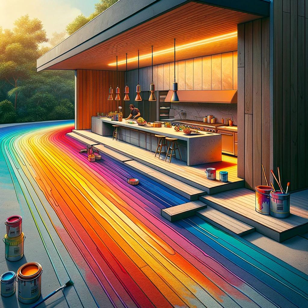 An outdoor kitchen area where gradients are used